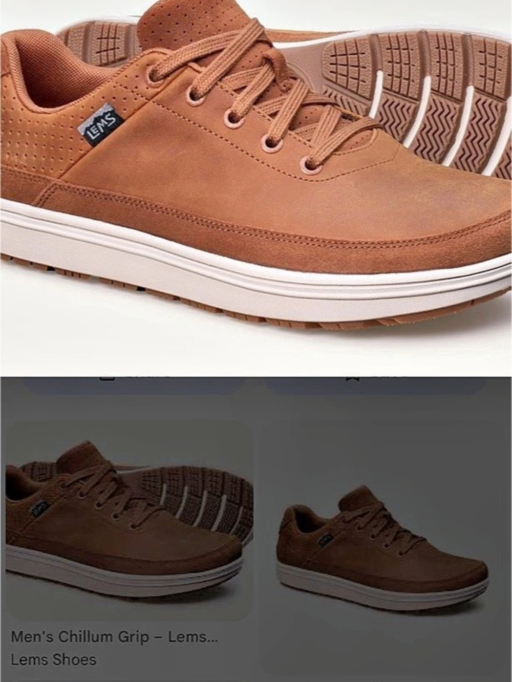 Lems Chillum Grip Sneakers Brown Leather US 10 Bourbon